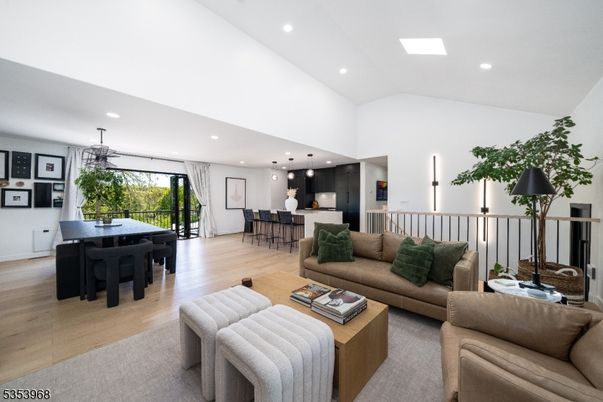 Dining room, Interior, Kitchen, Living room, Pendant Lights, Recessed Lighting, Wood Texture Flooring