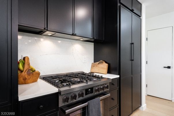 Interior, Kitchen, Marble Walls, Stainless Steel Appliances, Wood Texture Flooring