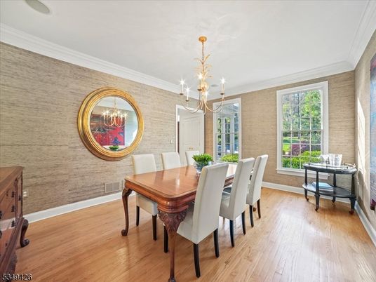 Chandelier, Dining room, Interior, Stone Walls, Wood Texture Flooring
