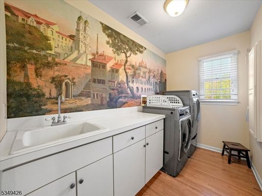 Interior, Washer, Wood Texture Flooring