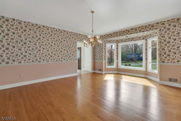Chandelier, Empty room, Interior, Wood Texture Flooring