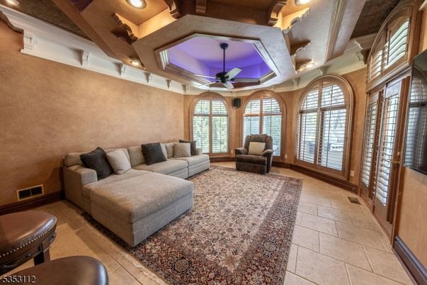 Interior, Living room, Recessed Lighting, Wooden Beams