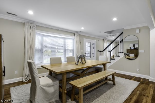 Dining room, Interior, Recessed Lighting, Wood Texture Flooring