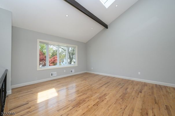 Empty room, Interior, Recessed Lighting, Wooden Beams, Wood Texture Flooring