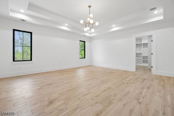 Empty room, Interior, Pendant Lights, Recessed Lighting, Wood Texture Flooring