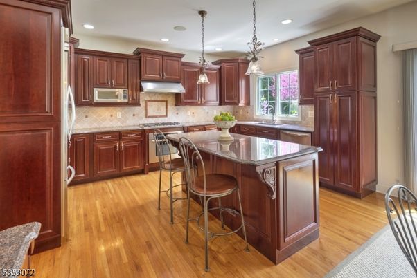 Interior, Kitchen, Pendant Lights, Recessed Lighting, Wood Texture Flooring