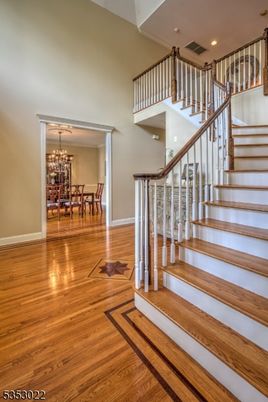 Chandelier, Dining room, Interior, Recessed Lighting, Wood Texture Flooring