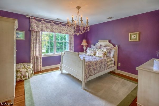 Bedroom, Chandelier, Interior, Wood Texture Flooring