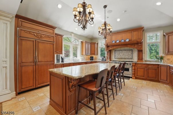 Chandelier, Interior, Kitchen, Recessed Lighting, Stainless Steel Appliances