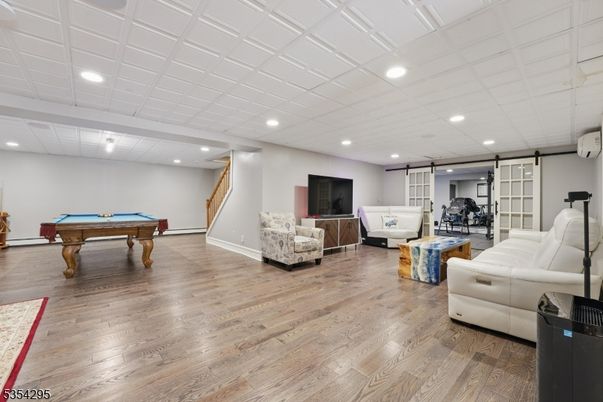 Billiard Table, Game Room, Interior, Living room, Recessed Lighting, Wood Texture Flooring