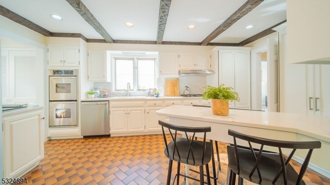 Interior, Kitchen, Recessed Lighting, Stainless Steel Appliances, Wooden Beams