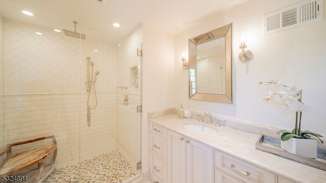 Bathroom, Glass Shower, Interior, Recessed Lighting