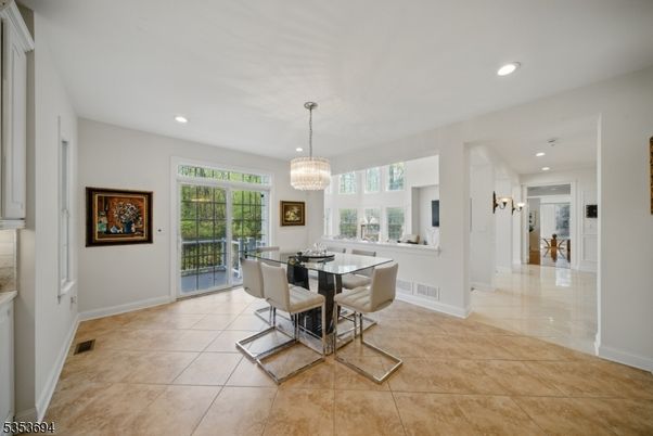 Chandelier, Dining room, Interior, Recessed Lighting