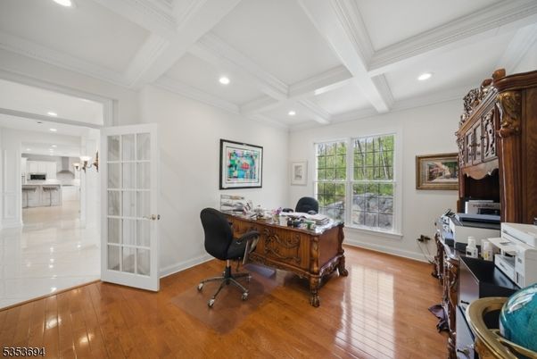 Home Office, Interior, Recessed Lighting, Wood Texture Flooring
