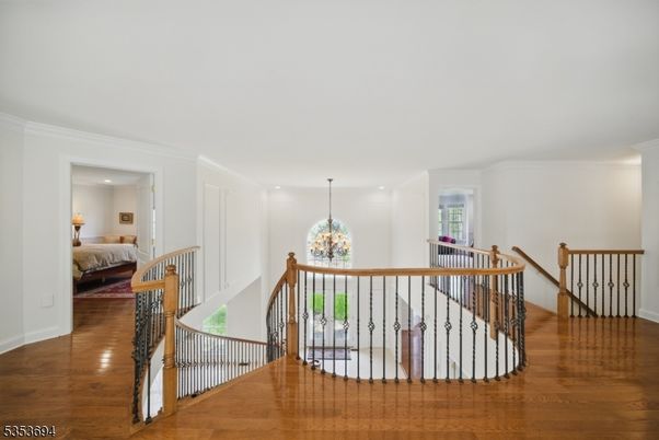 Bedroom, Chandelier, Interior, Recessed Lighting, Wood Texture Flooring