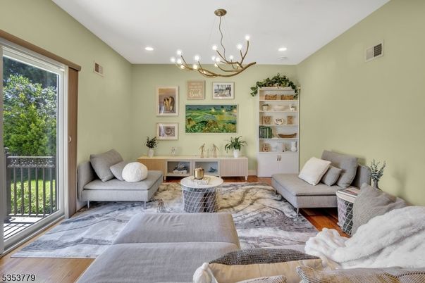 Chandelier, Interior, Living room, Recessed Lighting, Wood Texture Flooring