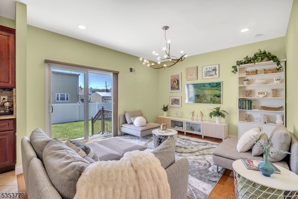Chandelier, Interior, Living room, Recessed Lighting, Wood Texture Flooring