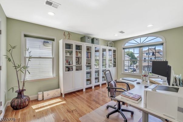 Home Office, Interior, Recessed Lighting, Wood Texture Flooring