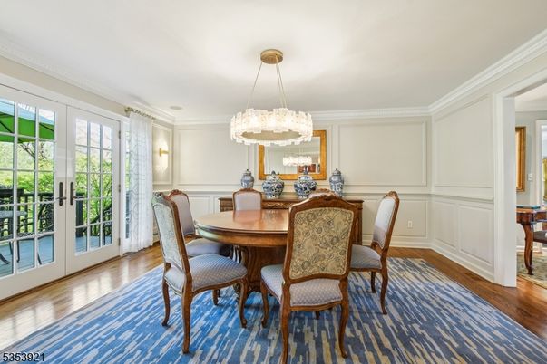 Chandelier, Dining room, Interior, Wood Texture Flooring