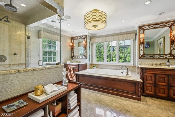 Bathroom, Glass Shower, Interior, Recessed Lighting