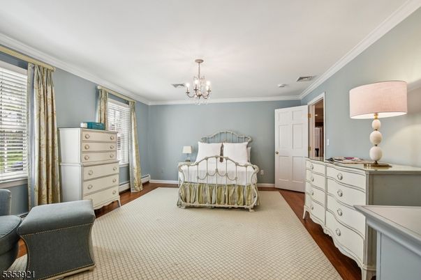 Bedroom, Chandelier, Interior, Wood Texture Flooring