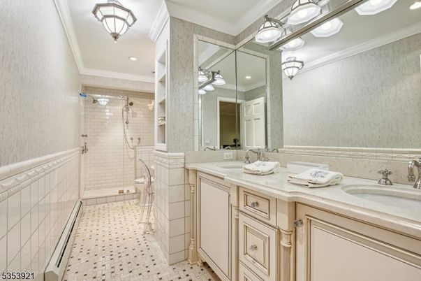 Bathroom, Dual Sink Vanities, Glass Shower, Interior, Recessed Lighting