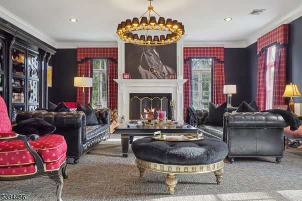 Fireplace, Interior, Living room, Pendant Lights, Recessed Lighting