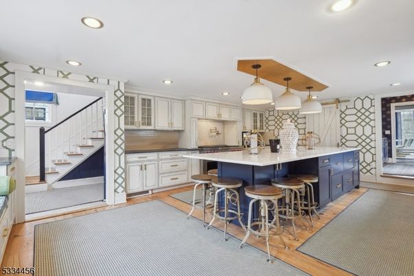 Interior, Kitchen, Pendant Lights, Recessed Lighting, Wood Texture Flooring