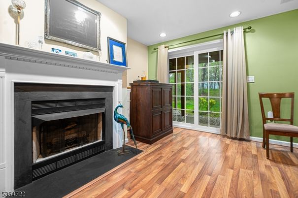 Fireplace, Interior, Recessed Lighting, Wood Texture Flooring