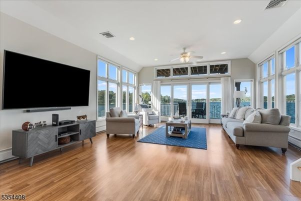 Interior, Living room, Recessed Lighting, Water, Wood Texture Flooring