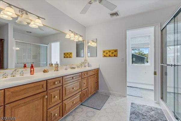 Bathroom, Dual Sink Vanities, Glass Shower, Interior, Marble