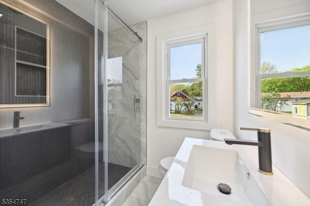 Bathroom, Glass Shower, Interior, Marble Walls