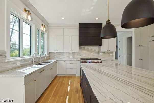 Interior, Kitchen, Pendant Lights, Recessed Lighting, Wood Texture Flooring