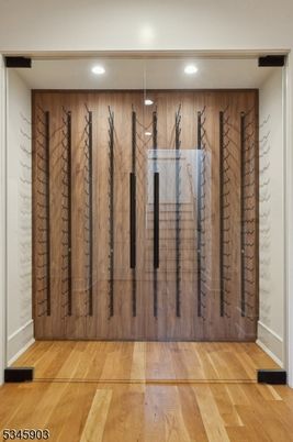 Interior, Recessed Lighting, Wine Storage, Wood Texture Flooring, Wooden Walls
