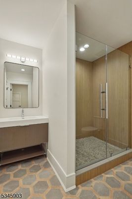 Bathroom, Glass Shower, Interior, Recessed Lighting