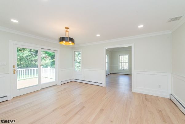 Empty room, Interior, Pendant Lights, Recessed Lighting, Wood Texture Flooring