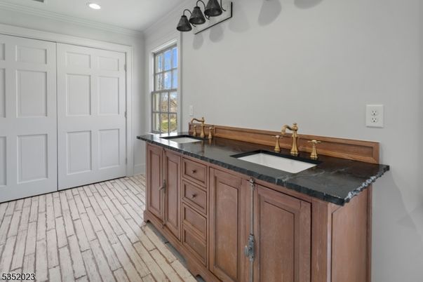 Bathroom, Interior, Recessed Lighting, Wood Texture Flooring