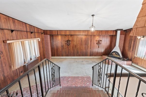Fireplace, Interior, Pendant Lights, Wooden Walls