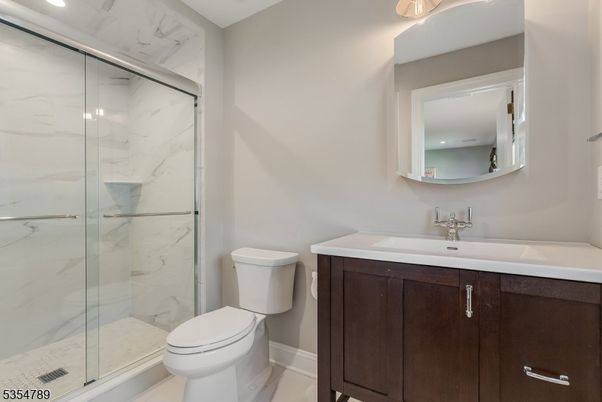 Bathroom, Glass Shower, Interior, Marble Walls, Recessed Lighting