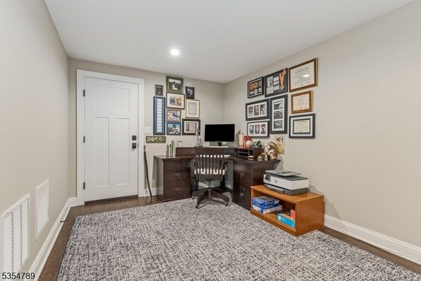 Home Office, Interior, Recessed Lighting, Wood Texture Flooring