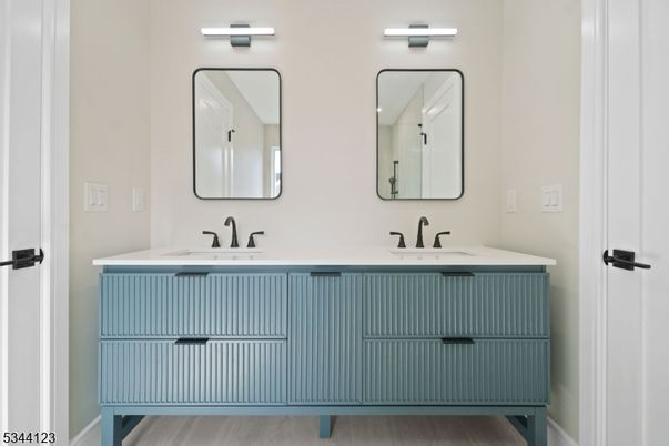 Bathroom, Dual Sink Vanities, Interior, Wood Texture Flooring