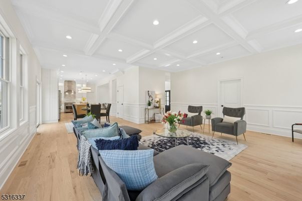 Dining room, Interior, Kitchen, Living room, Pendant Lights, Recessed Lighting, Stainless Steel Appliances, Wood Texture Flooring