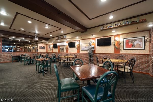 Dining room, Interior, Recessed Lighting, Stone Walls