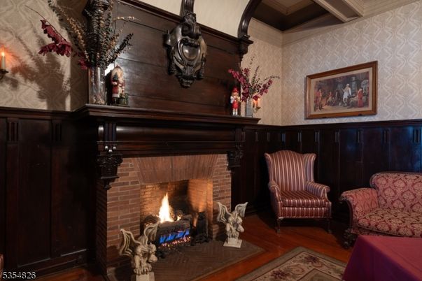 Fireplace, Interior, Wood Texture Flooring