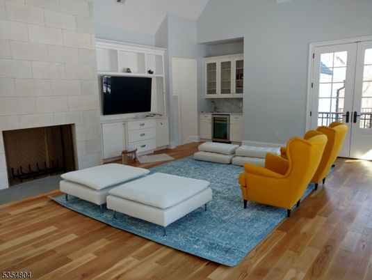 Fireplace, Interior, Living room, Stone Walls, Wood Texture Flooring