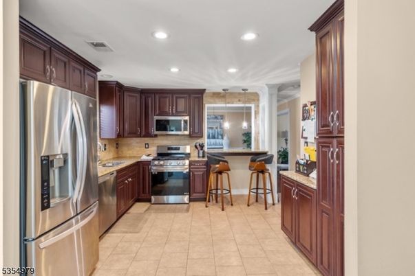 Interior, Kitchen, Pendant Lights, Recessed Lighting, Stainless Steel Appliances