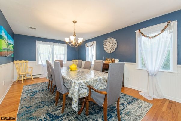 Chandelier, Dining room, Interior, Wood Texture Flooring