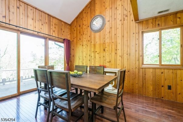 Dining room, Interior, Wood Texture Flooring, Wooden Walls