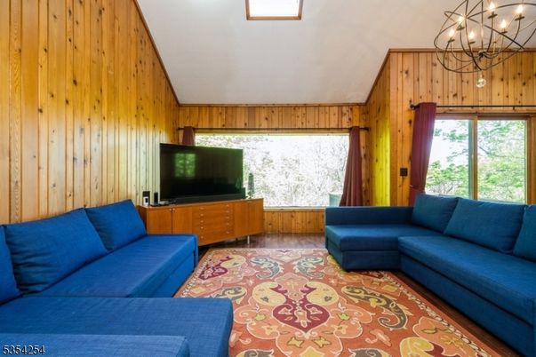 Chandelier, Interior, Living room, Wooden Walls