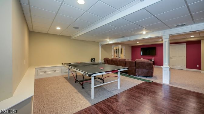 Game Room, Interior, Living room, Recessed Lighting, Wood Texture Flooring